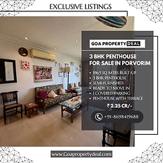 3BHK Penthouse For Sale in Porvorim