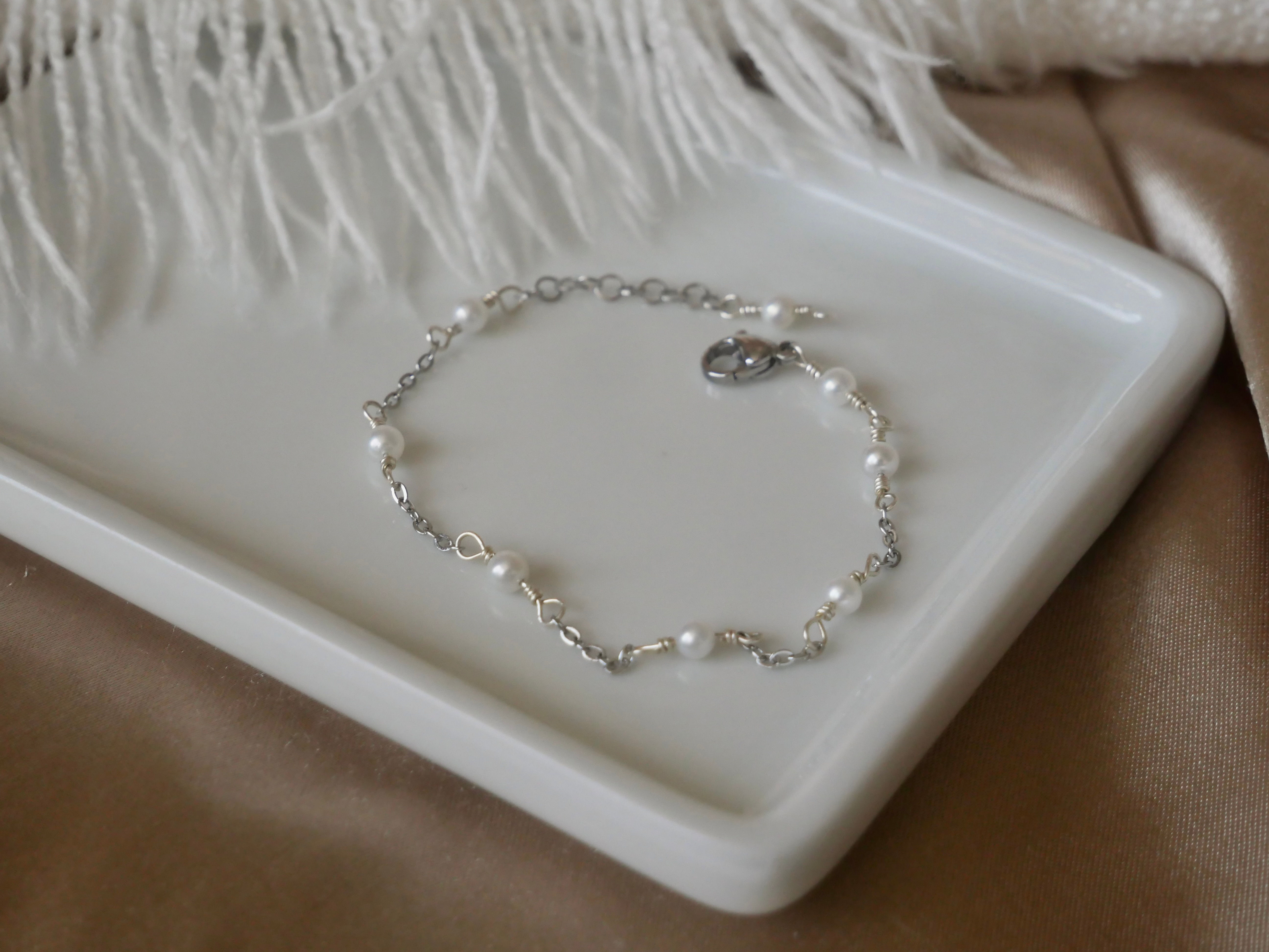 Delicate Silver Freshwater Pearl Bracelet