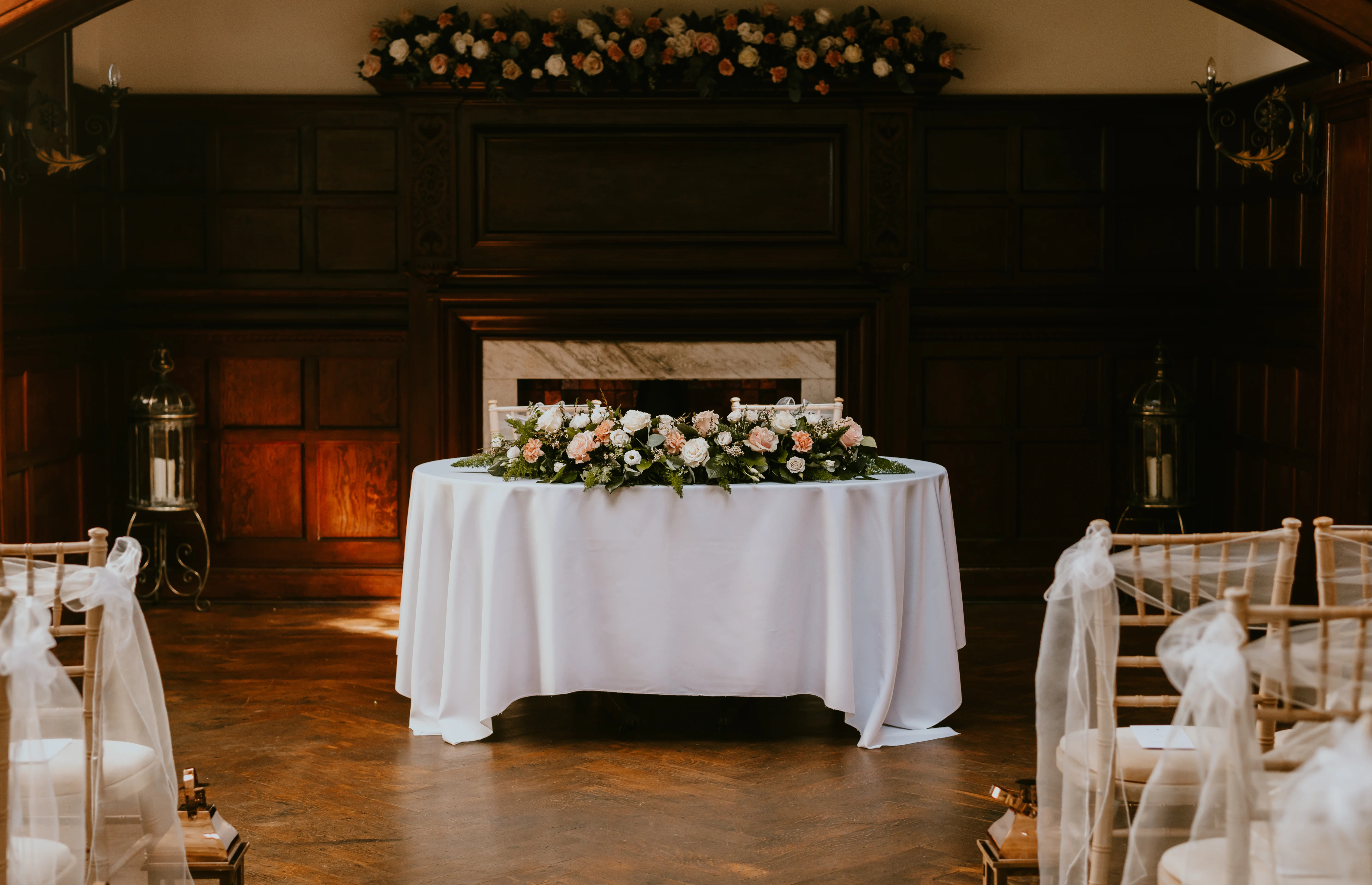 Ceremony room with flowers for wedding
