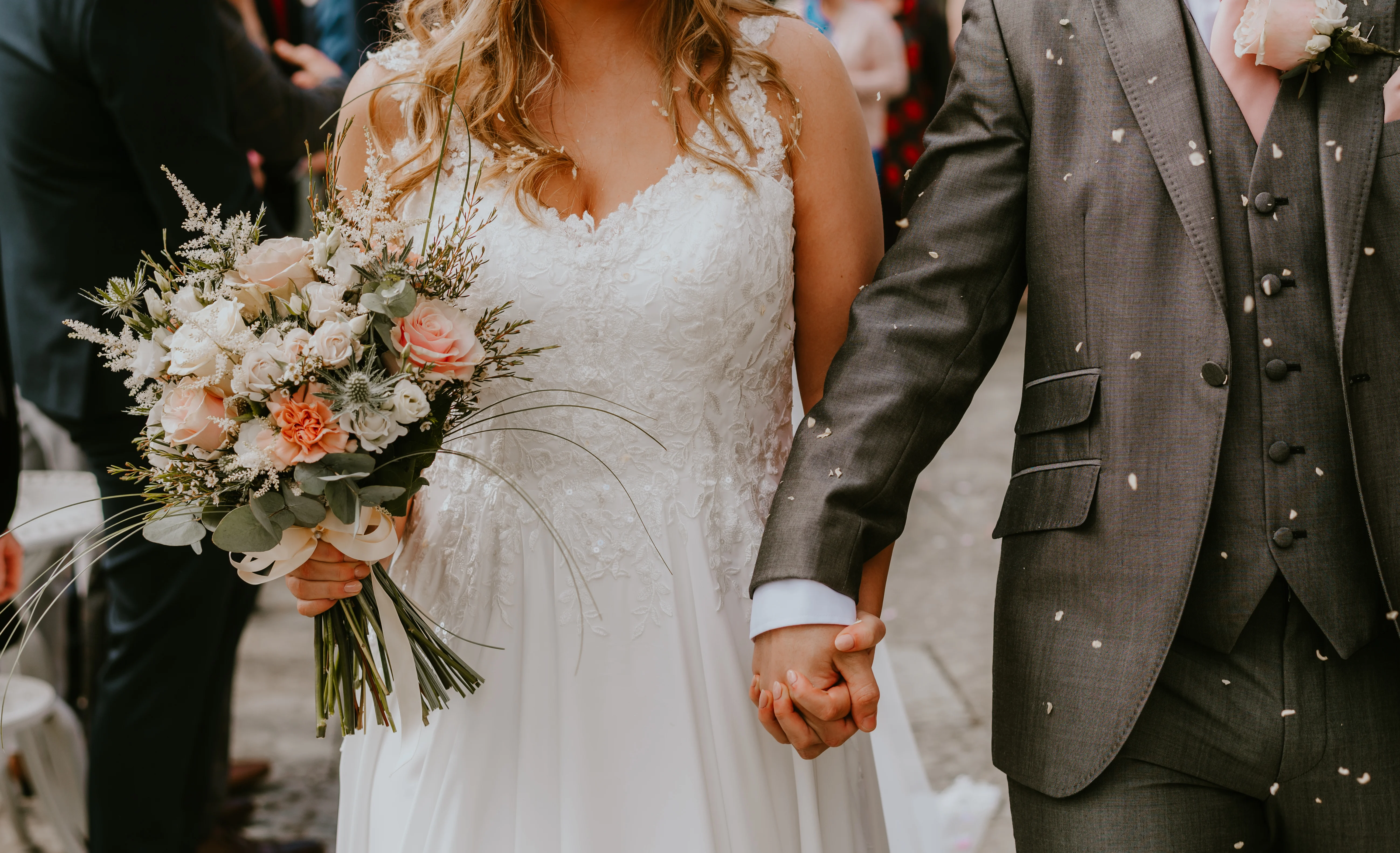 Confetti line at wedding venue