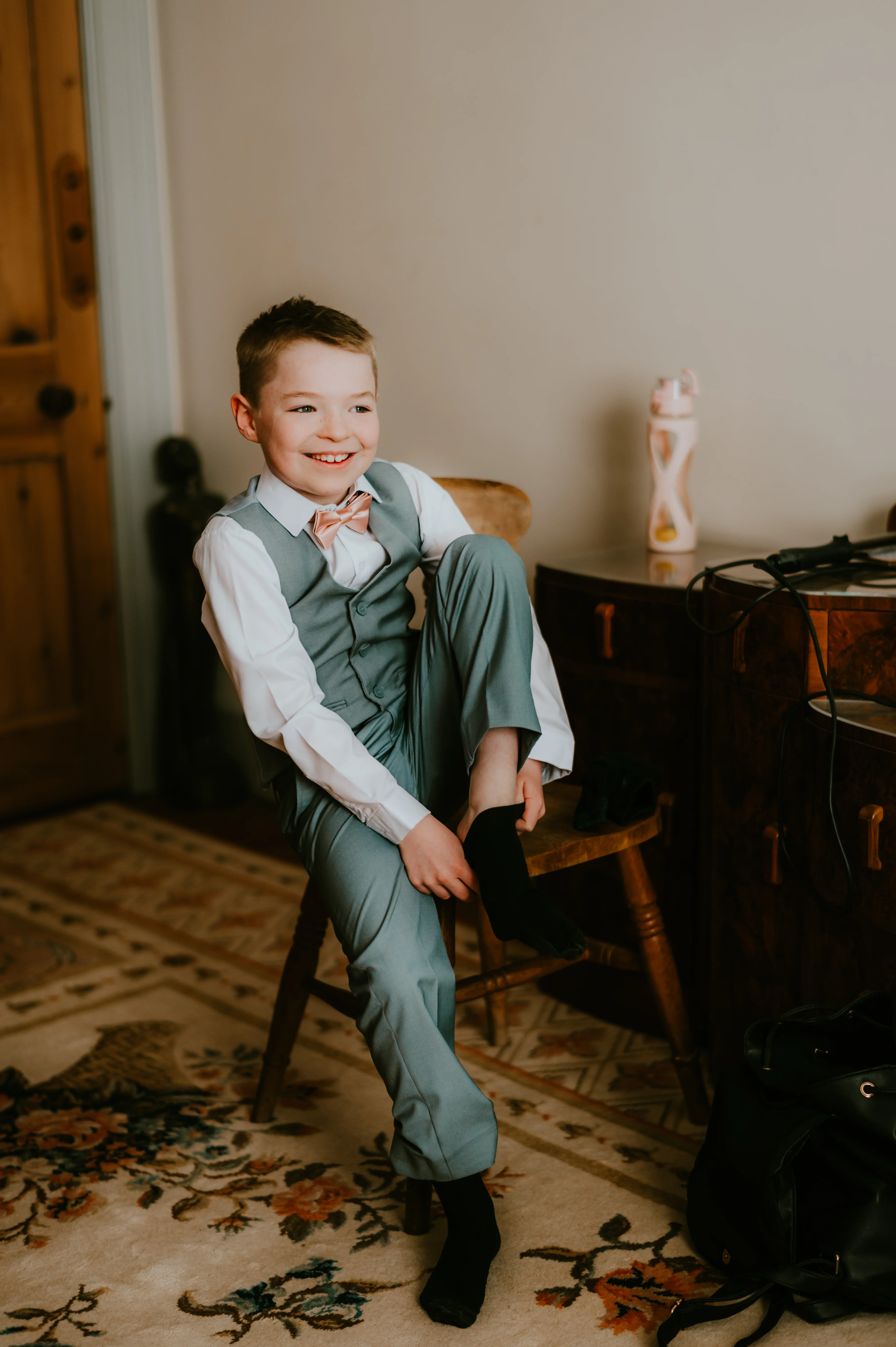 Candid getting ready for wedding