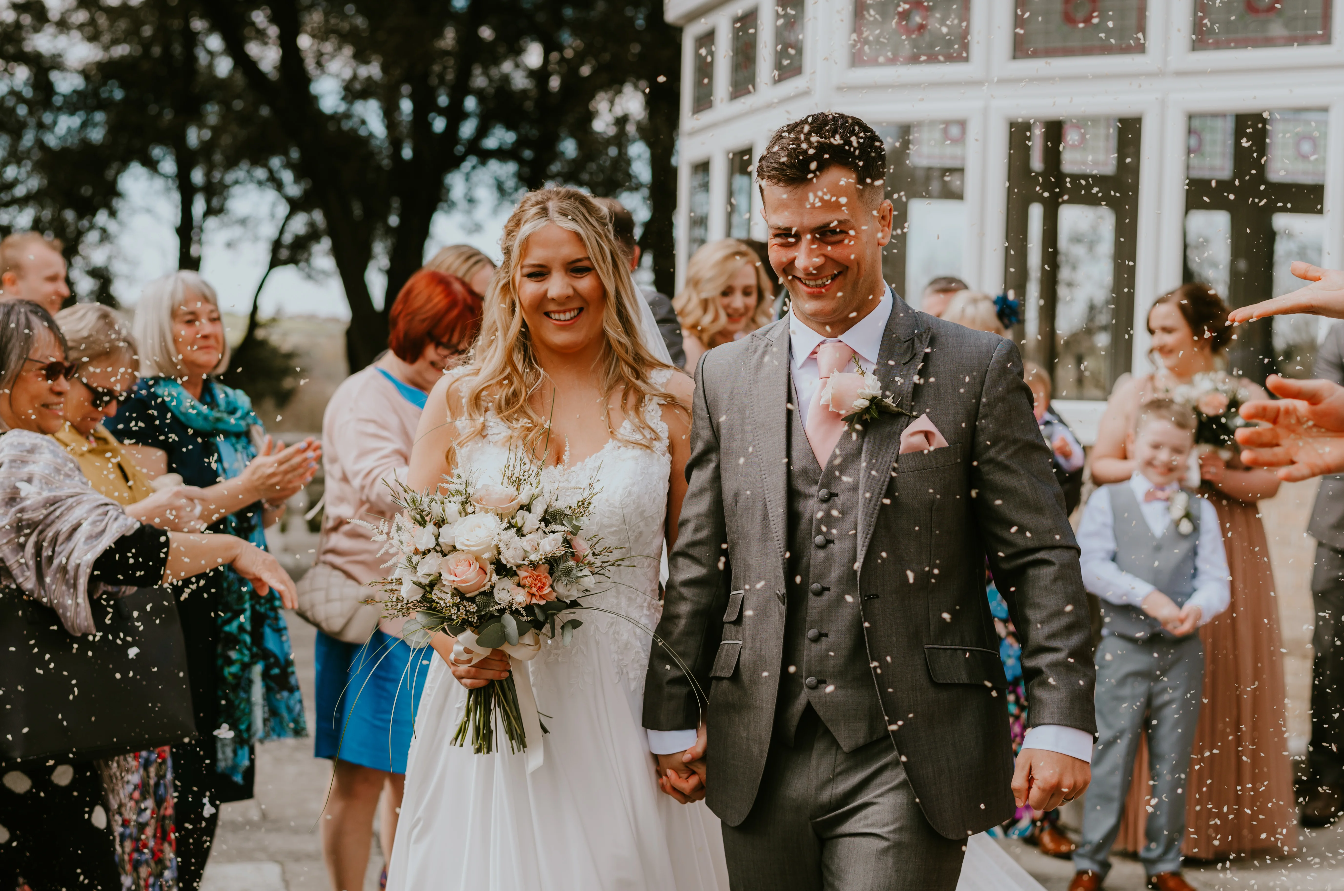Confetti line at wedding venue