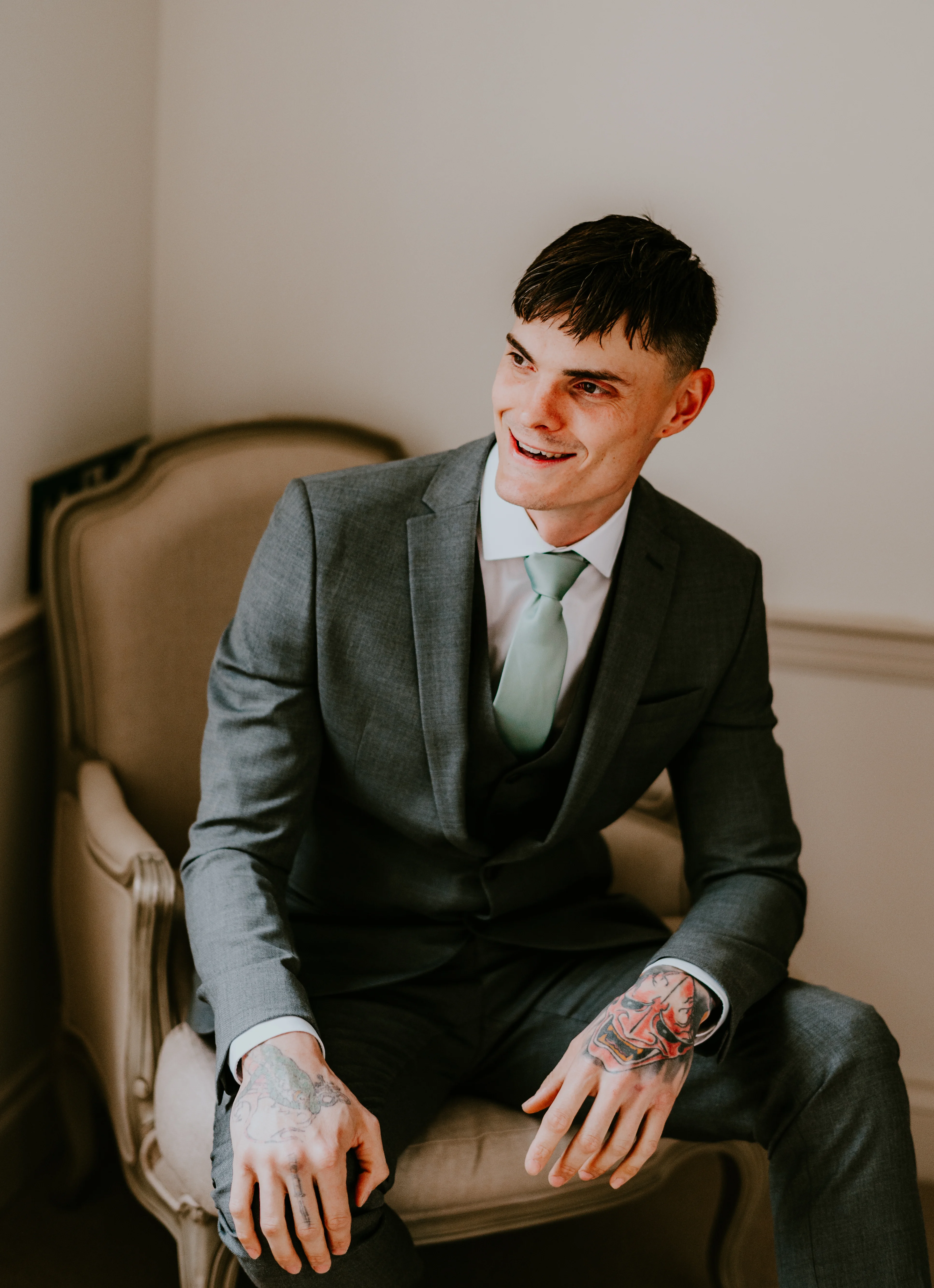 Groom portrait in wedding suit