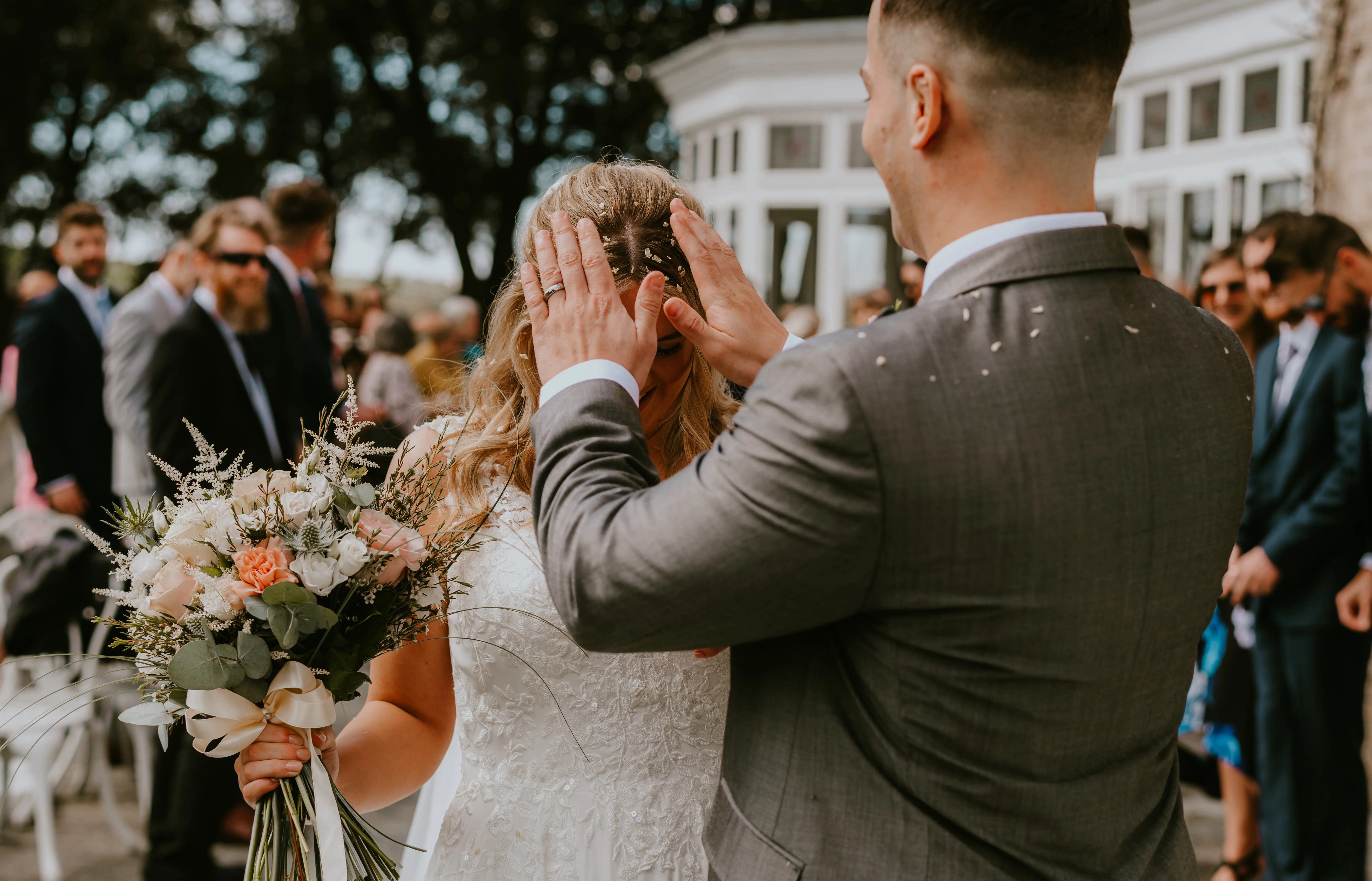 Confetti line at wedding venue
