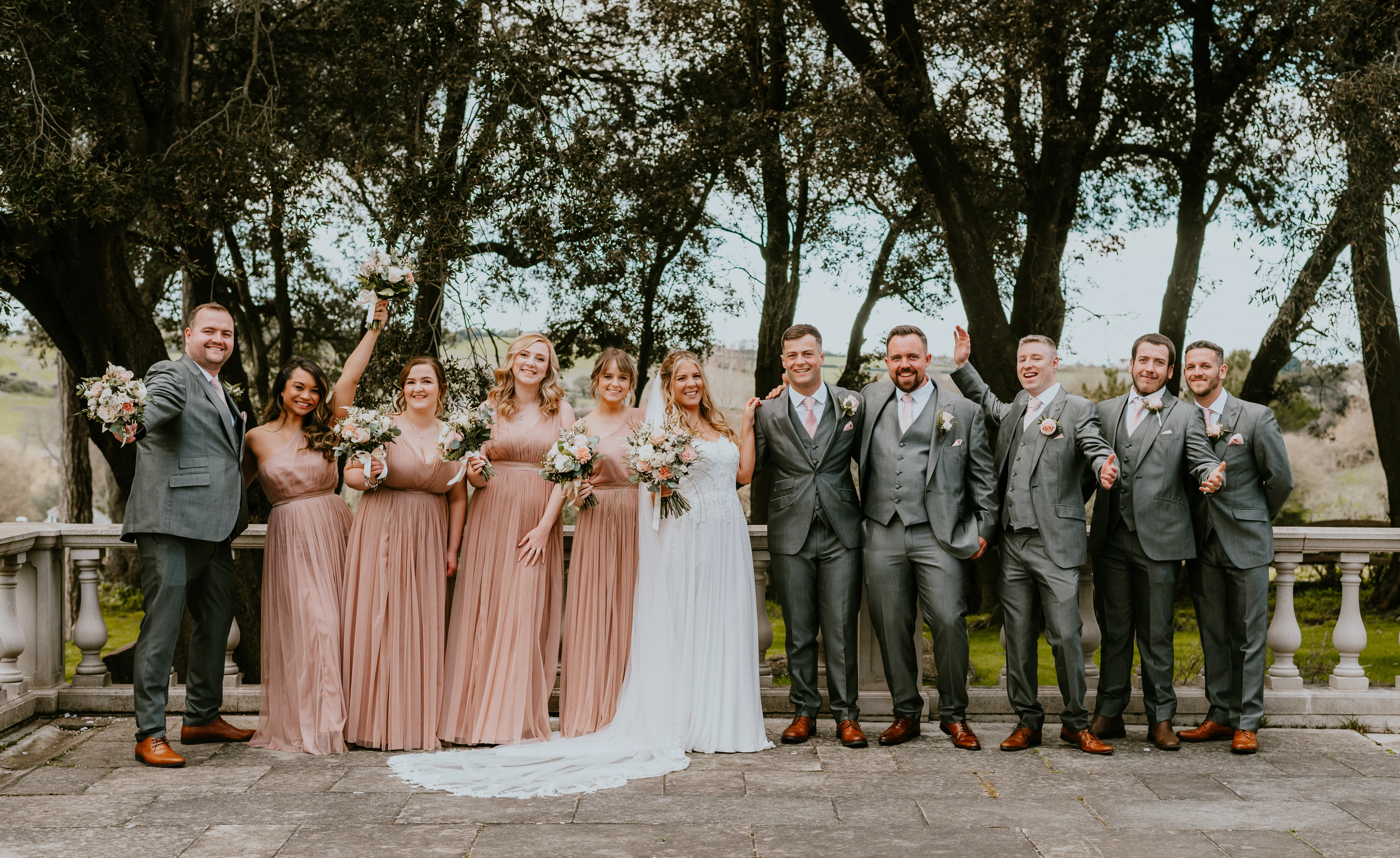 Bridal Party with bride and groom