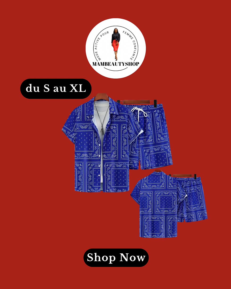 ensemble chemise style bandana bleu en polyester - MamBeautyShop