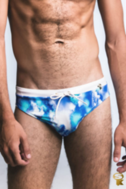 Swimwear Slim Sky waistband White