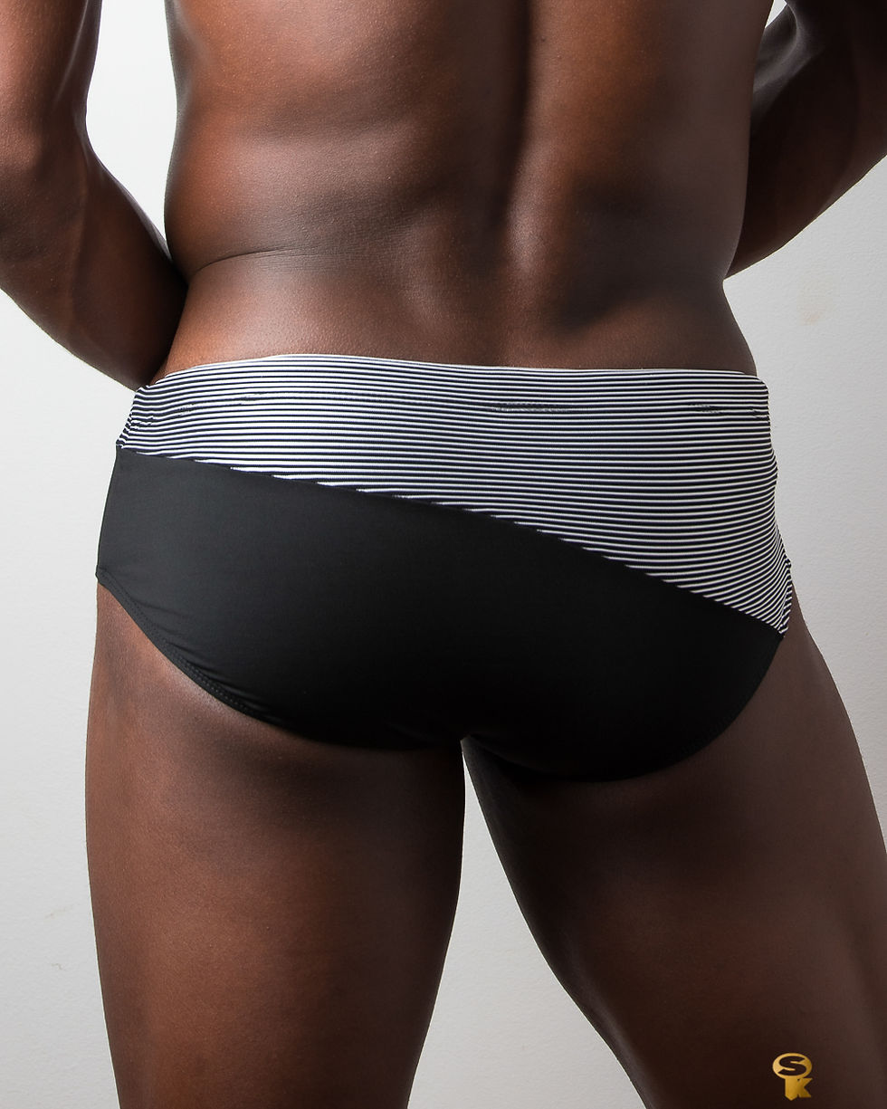 Thumbnail: Silver Bicolor Ribbed Classic Swim Trunks