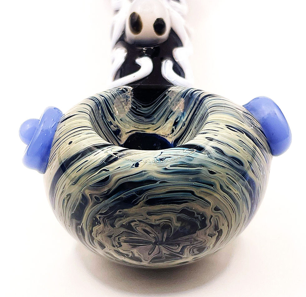 Thumbnail: Black Spider Glass Spoon Pipe with Marbled Ends – 5 Inch