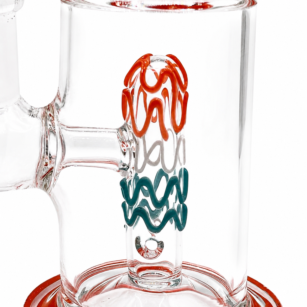 Thumbnail: Clear Mini Glass Bong with Ruby Rim Detail – 5.5 Inch
