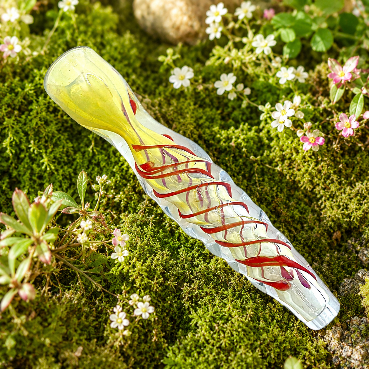 Clear Red Screw Glass Chillum Pipe – 3 Inch