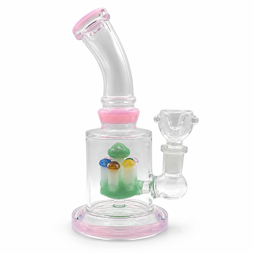 Thumbnail: Pink Mushroom Garden Percolator Glass Bong – 7 Inch