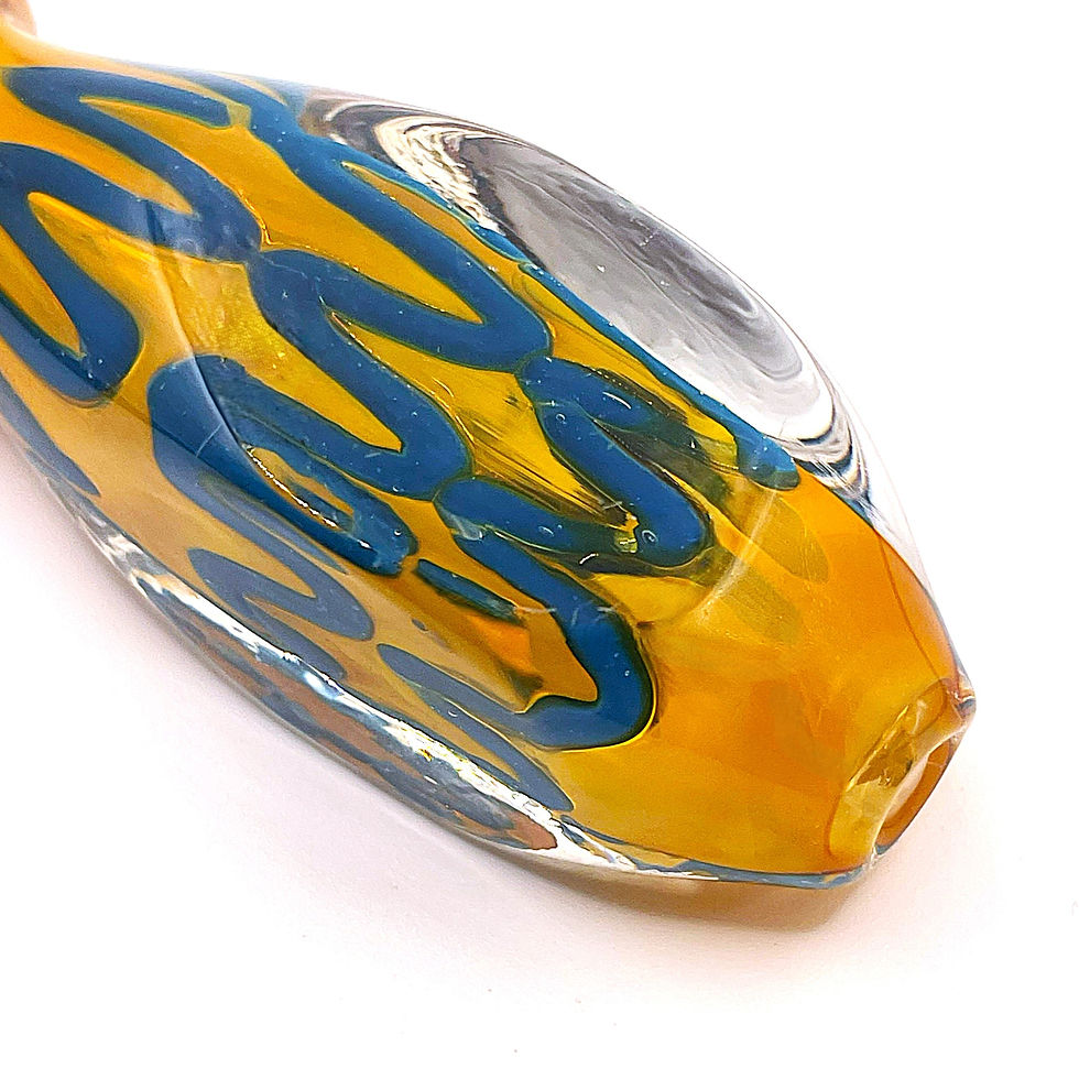 Thumbnail: Honey Blue Riddler Glass Spoon Pipe with Carved Grip – 4 Inch