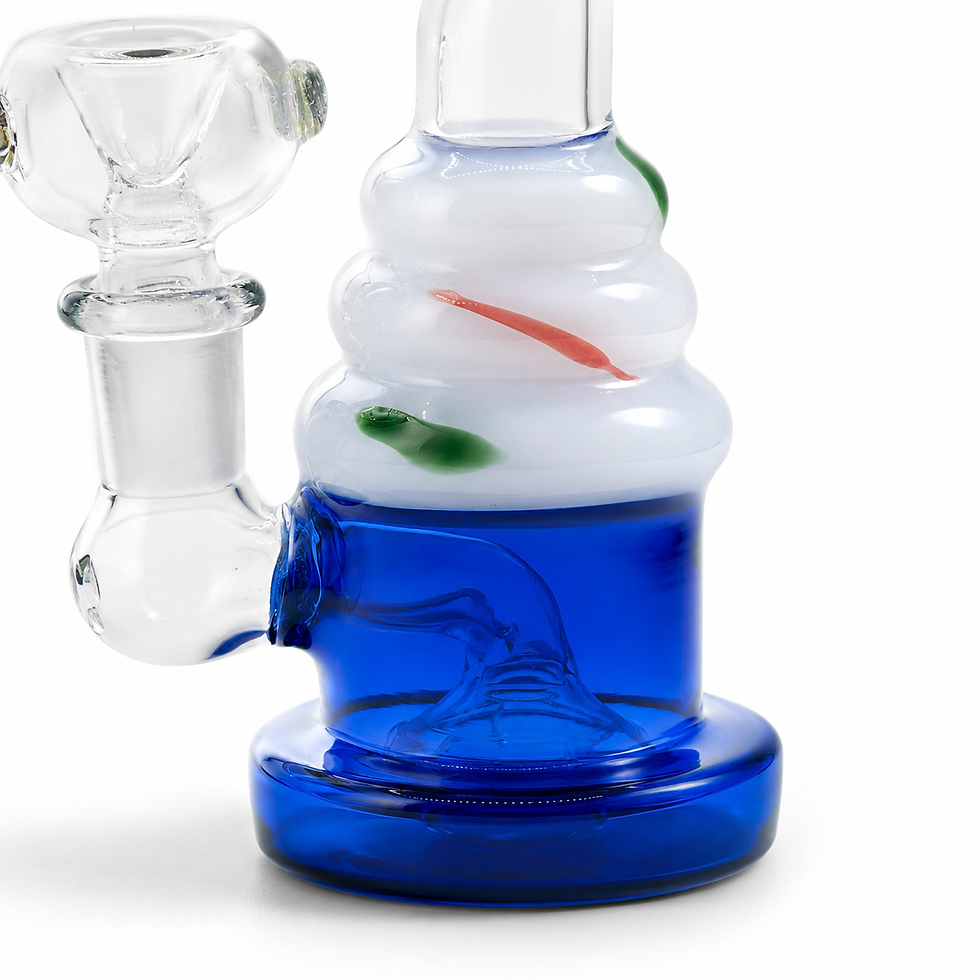 Thumbnail: Cobalt Blue Soft Cone Mini Glass Bong with Bent Neck – 6 Inch