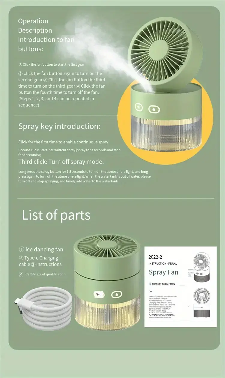 Thumbnail: Mini USB Desktop Fan with Spray Humidifier Function
