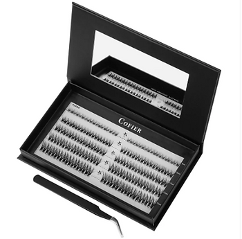 wearing Cofier lash clusters self adhesive as a natural-looking mascara alternative for busy mornings and workouts