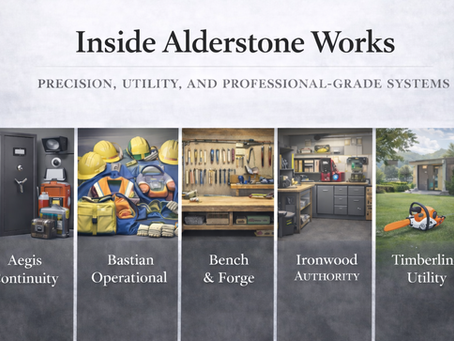 Collection of professional-grade tools, safety gear, and workshop systems representing precision, utility, and structured work environments.
