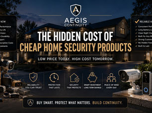 Modern residential home with integrated smart security systems, layered lighting, surveillance, and centralized monitoring at dusk