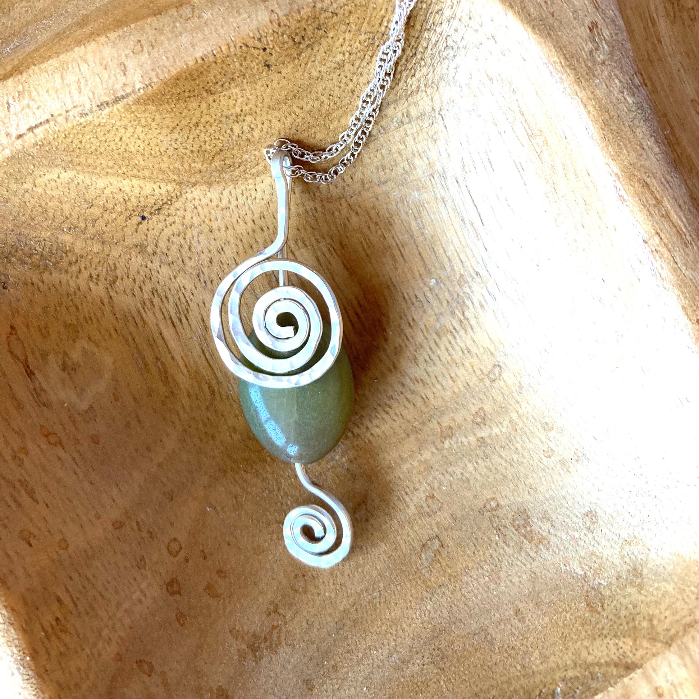 Amazonite spiral pendant