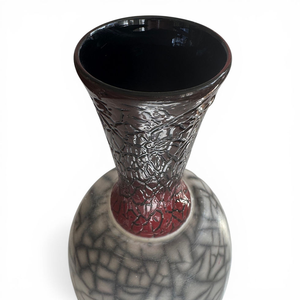 Thumbnail: Naked Raku Stoneware with Blown Glass Top - 36cm x 15cm