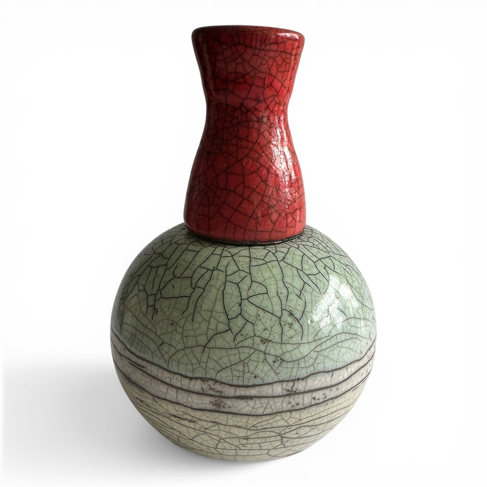 Thumbnail: Crackle Raku Stoneware - 14cm x 9cm