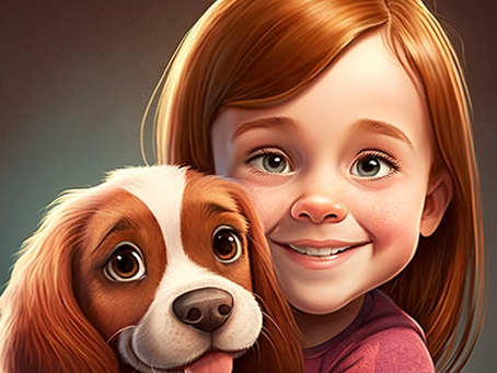 AVA AND HER LUCKY PUPPY by Rolleen