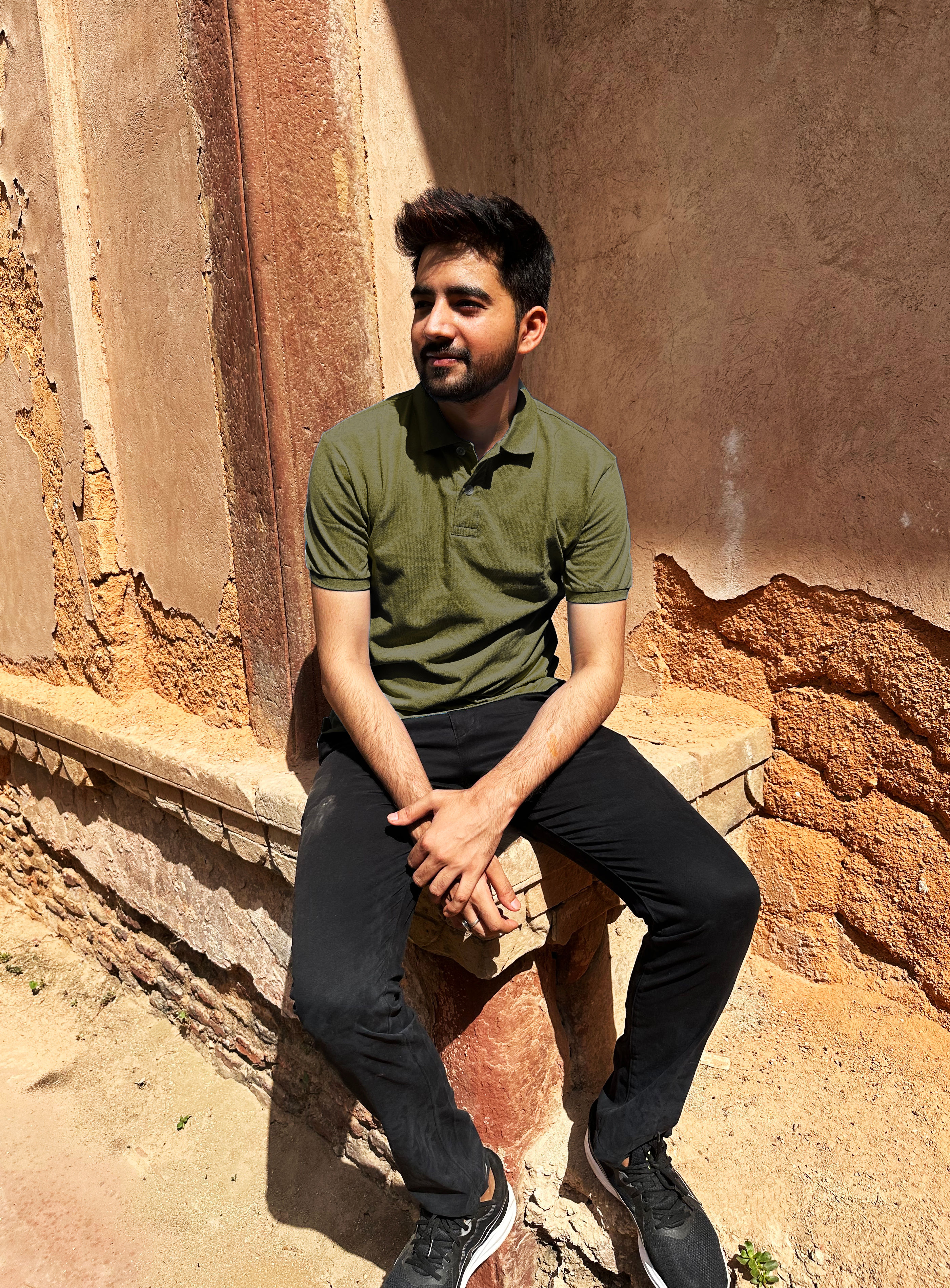 Olive Men's Solid Polo T Shirts