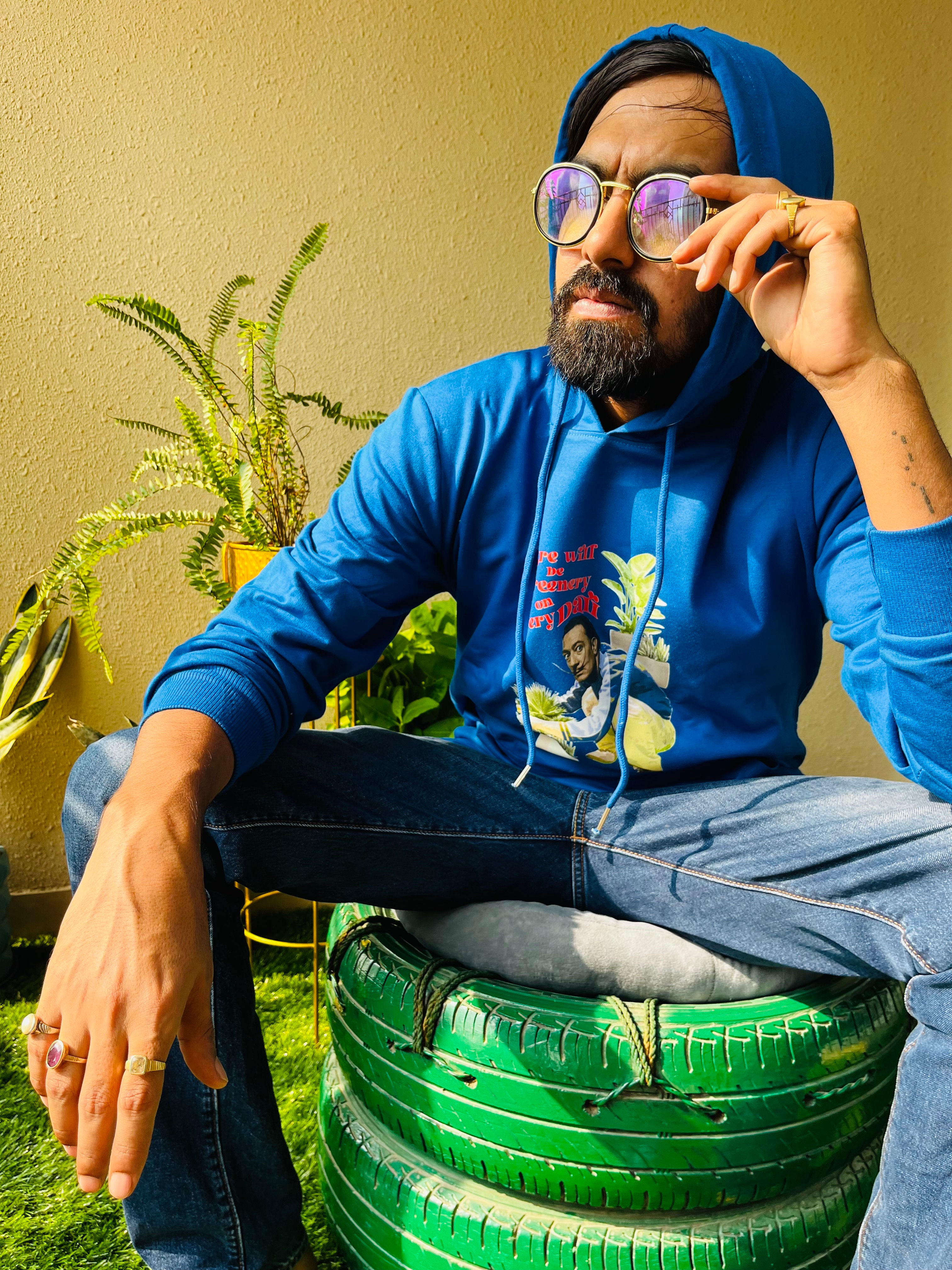 Unisex Electric Blue Dali  Hoodie