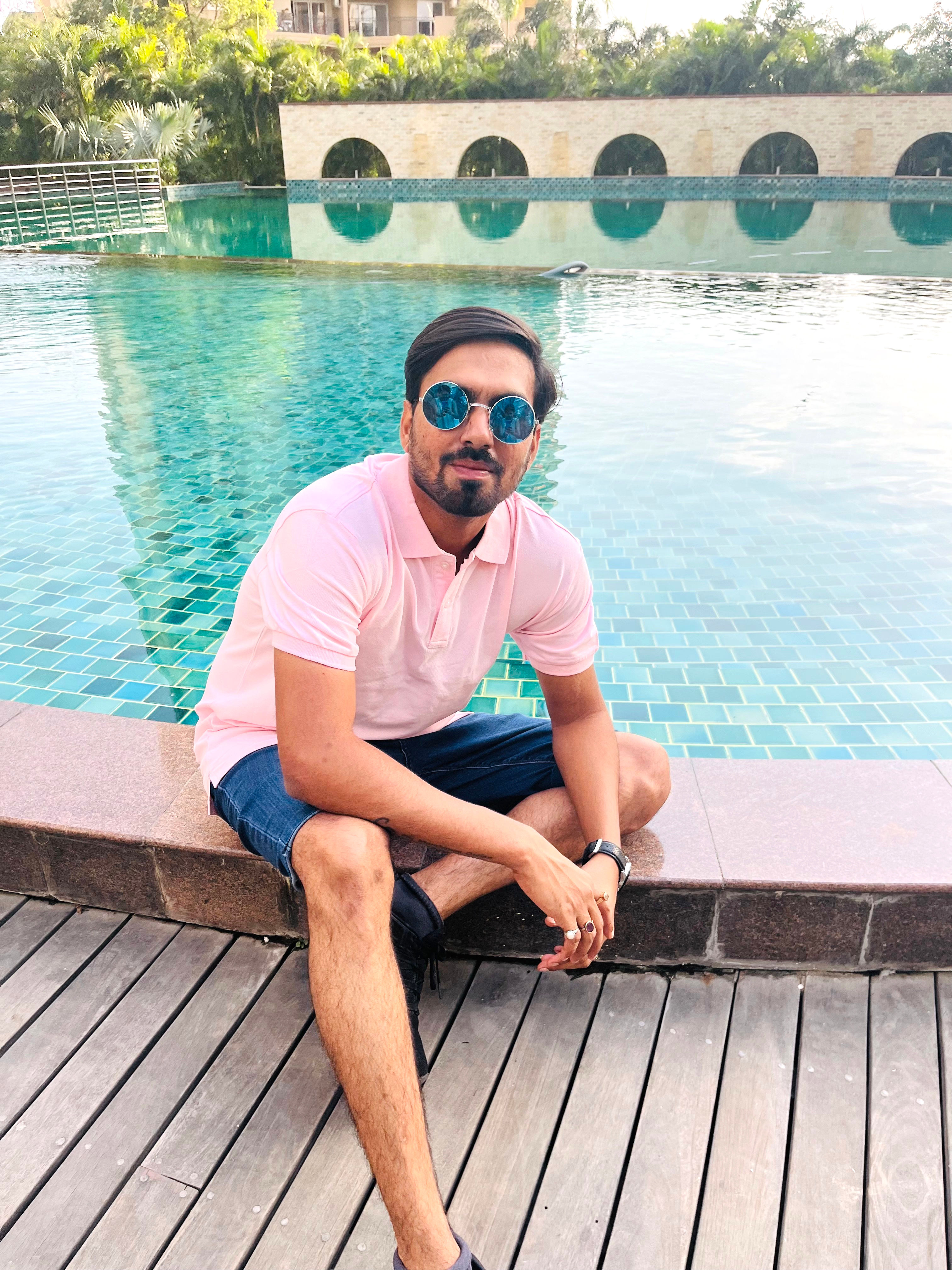 Blush Pink Men's Solid Polo T Shirts