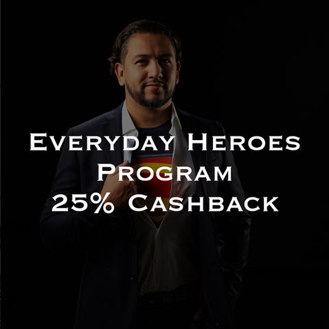 Everyday Heroes Program offering 25% commission cashback for eligible home buyers and sellers, including first responders, teachers, and seniors over 60—supporting those who serve our communities.
