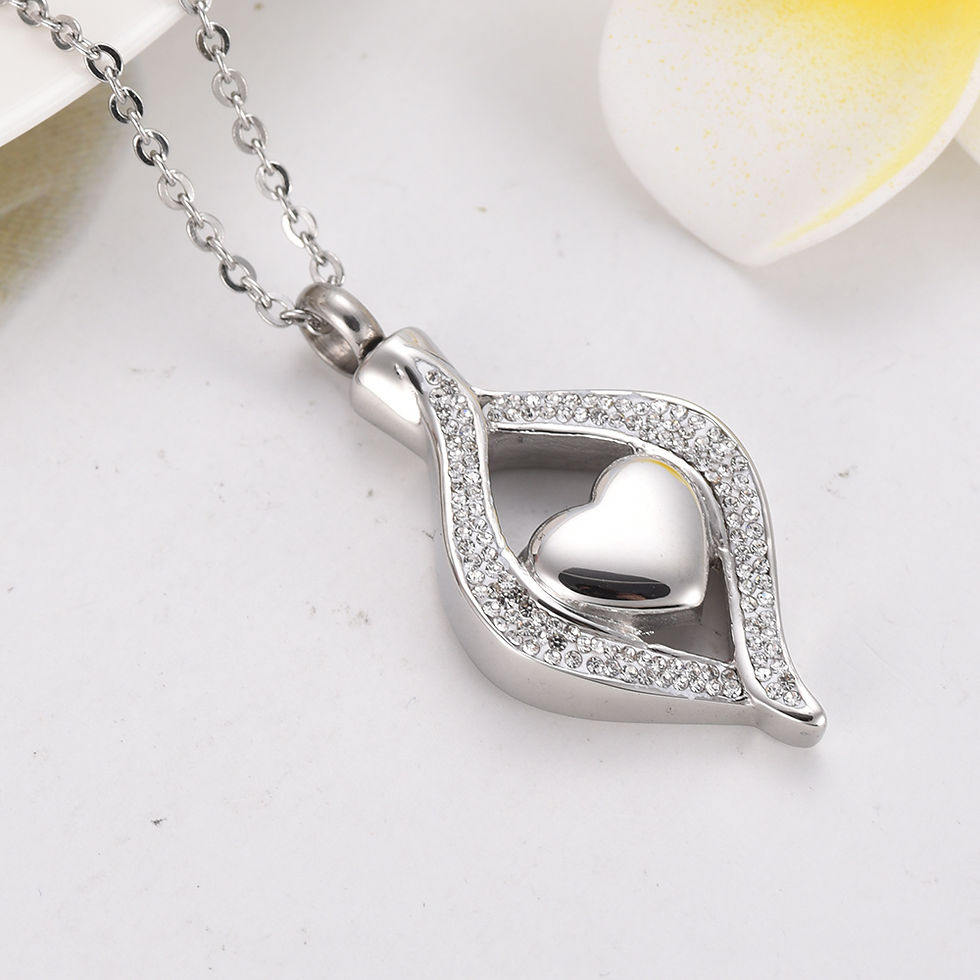 Thumbnail: Titanium Steel Heart Ashes Pendant Necklace for Women