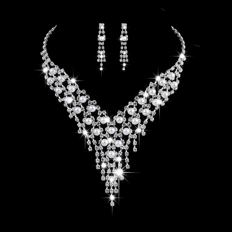 Thumbnail: Fashionable Bridal Jewelry Set with Earrings and Necklace