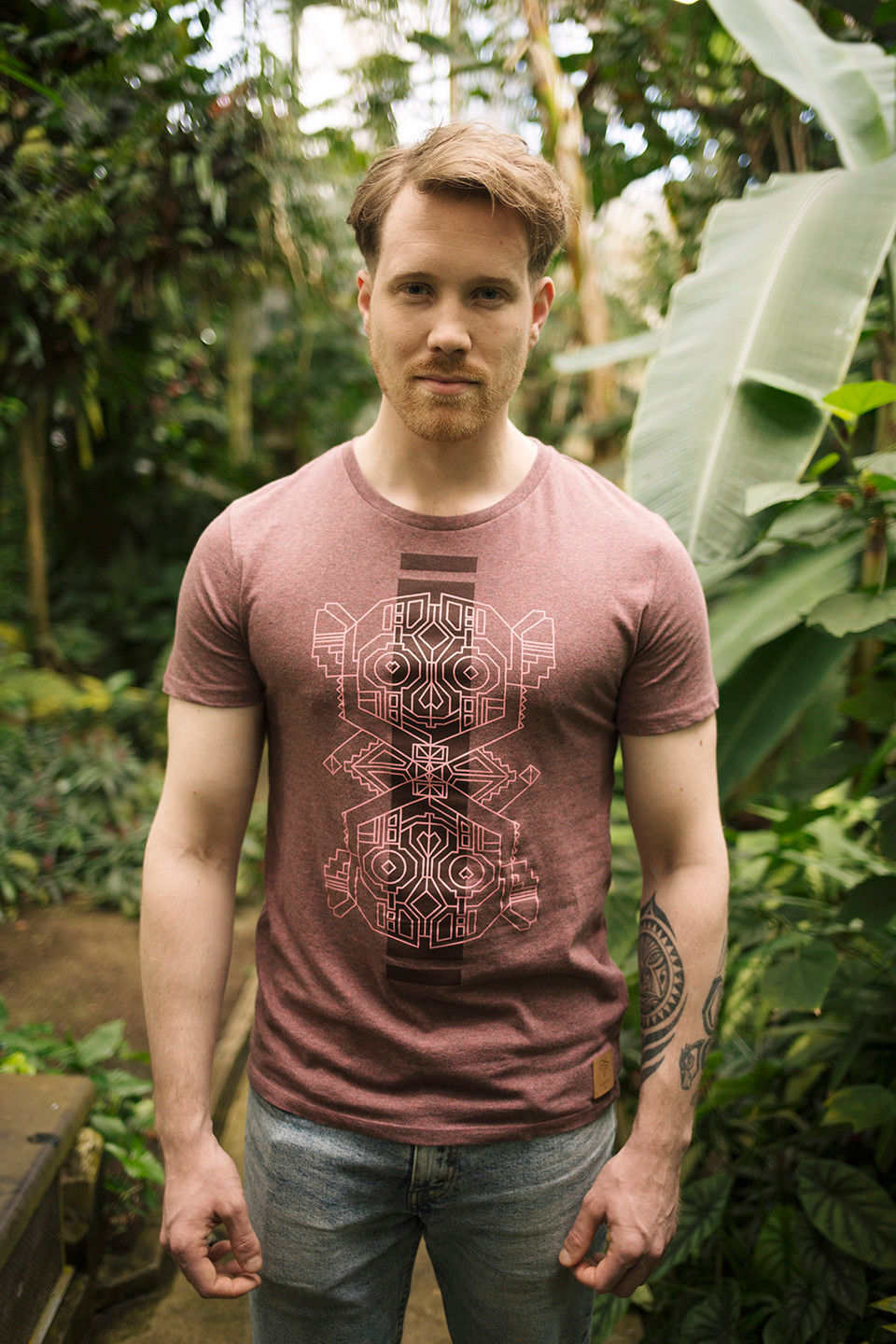 Miniaturbild: Bio Herren T-Shirt Makiheads cranberry