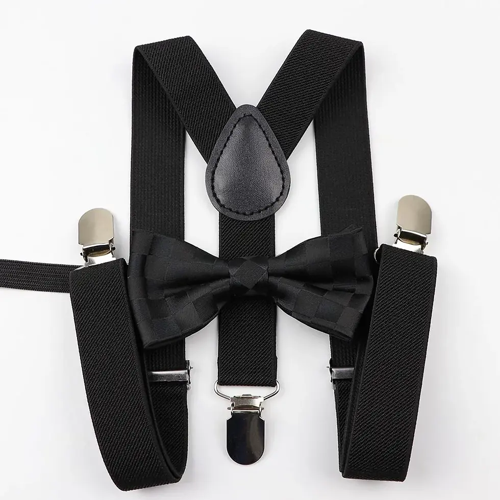 Thumbnail: Baby Boys Suspenders Polyester Y-Back Braces Bow Tie Adjustable Elastic