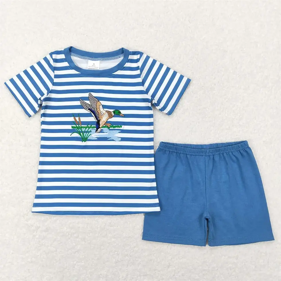 Thumbnail: Noah Baby Boy Summer Embroidered Outfits