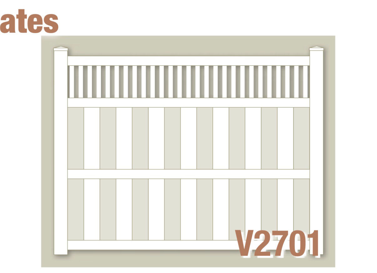 Privacy Panel – Vinyl Fence – Board on Board with Framed Classic Victorian Picket Top