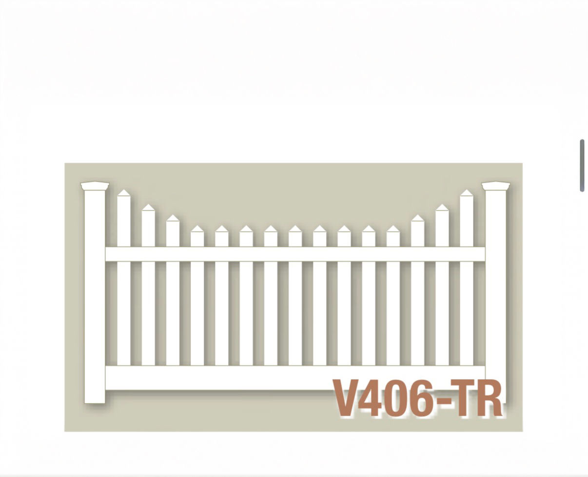 Picket Panel – Vinyl Fence – Contemporary Stepped Picket with Pointed Caps