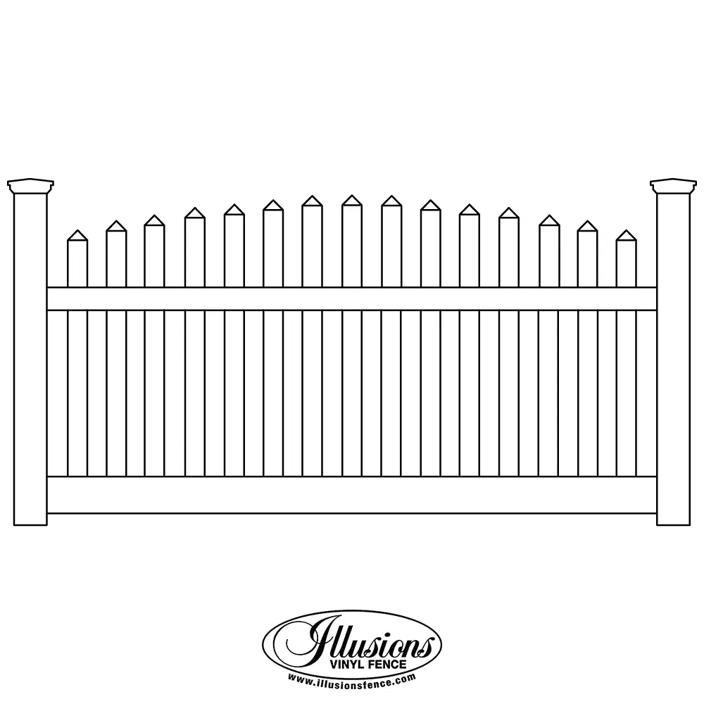 Picket Panel – Vinyl Fence – Contemporary Crowned Picket with Pointed Caps
