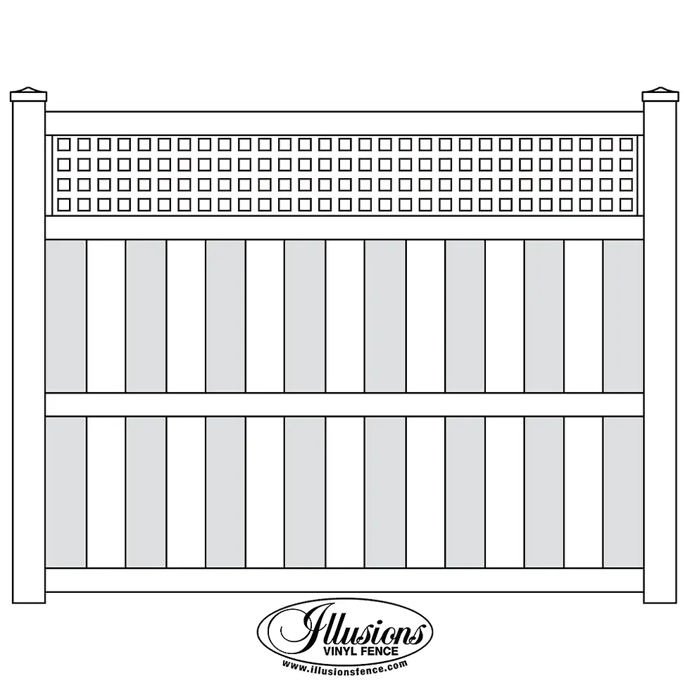 Privacy Panel with Square Lattice Top – Vinyl Fence – Board on Board