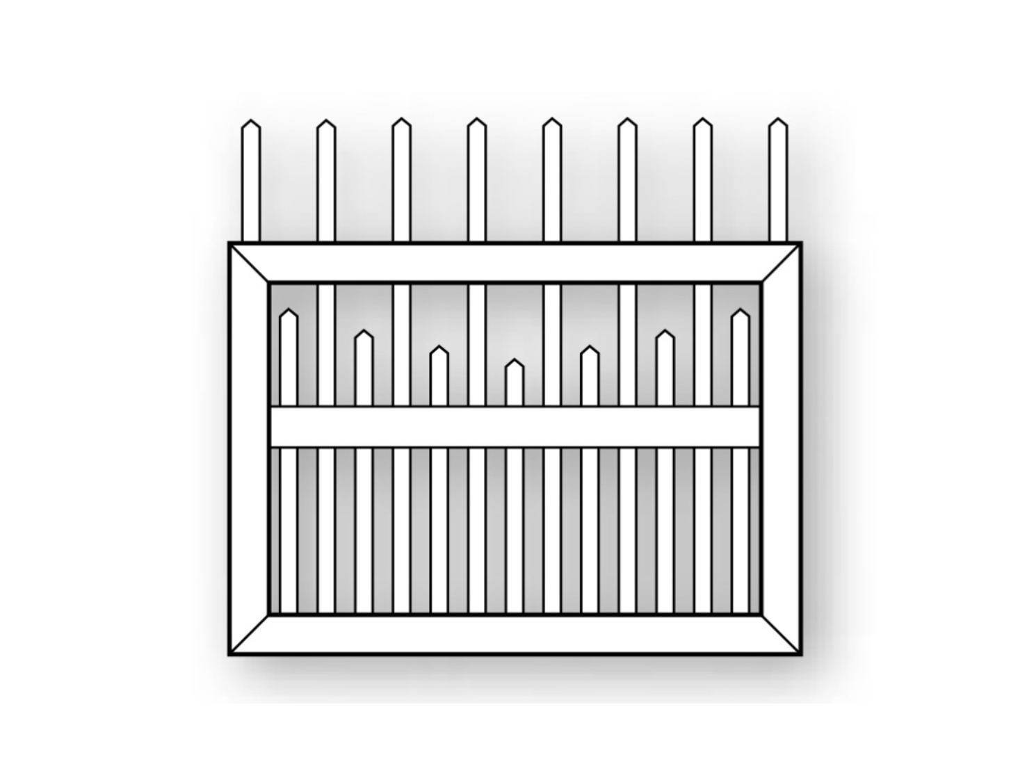 Picket Vinyl Gate – Welded – Classic Victorian Scalloped Staggered Picket
