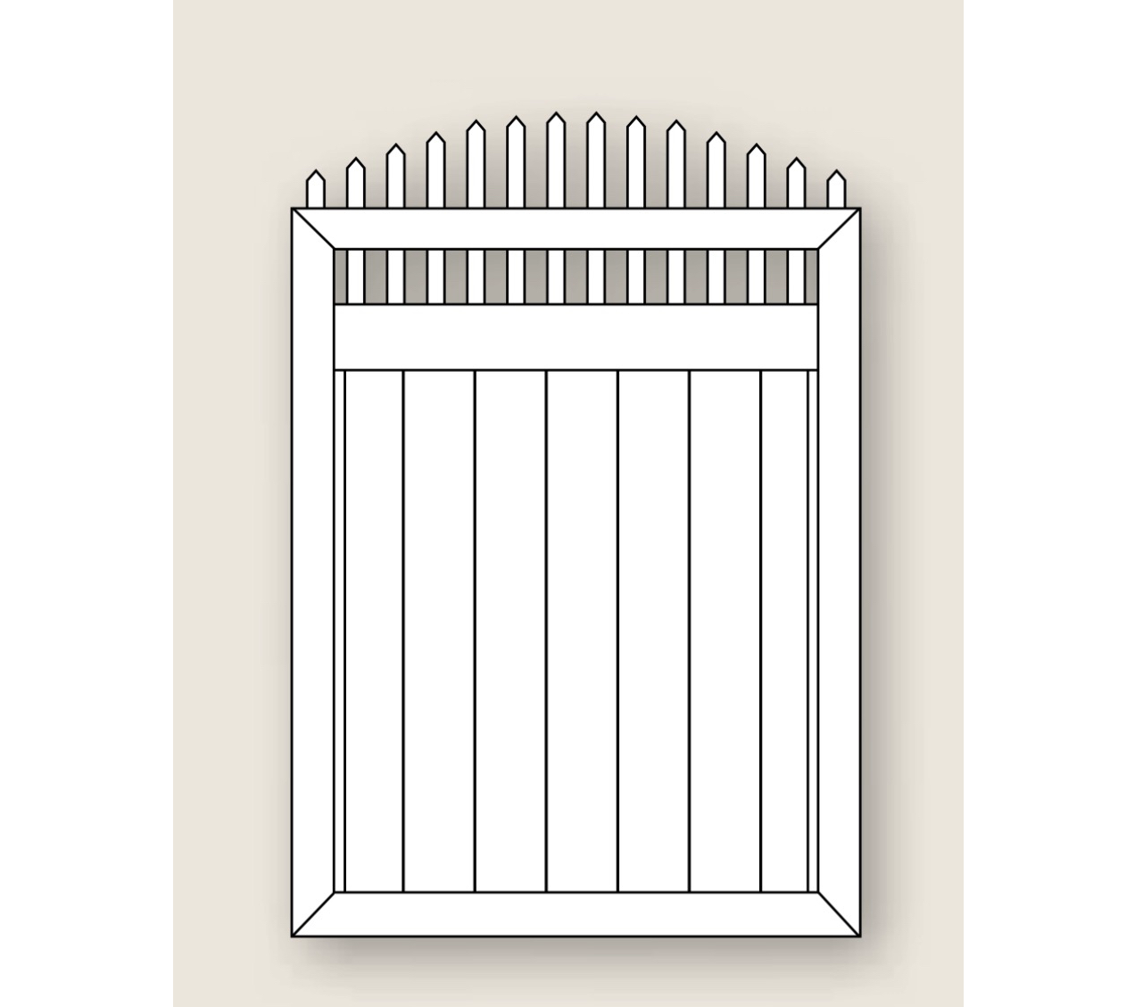 Welded Privacy Gate – T&G w/ Crowned Victorian Picket Top