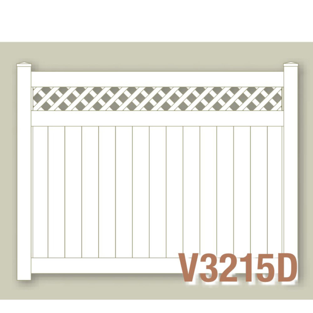 Privacy Panel with Diagonal Lattice Top – Vinyl Fence – Solid Tongue and Groove
