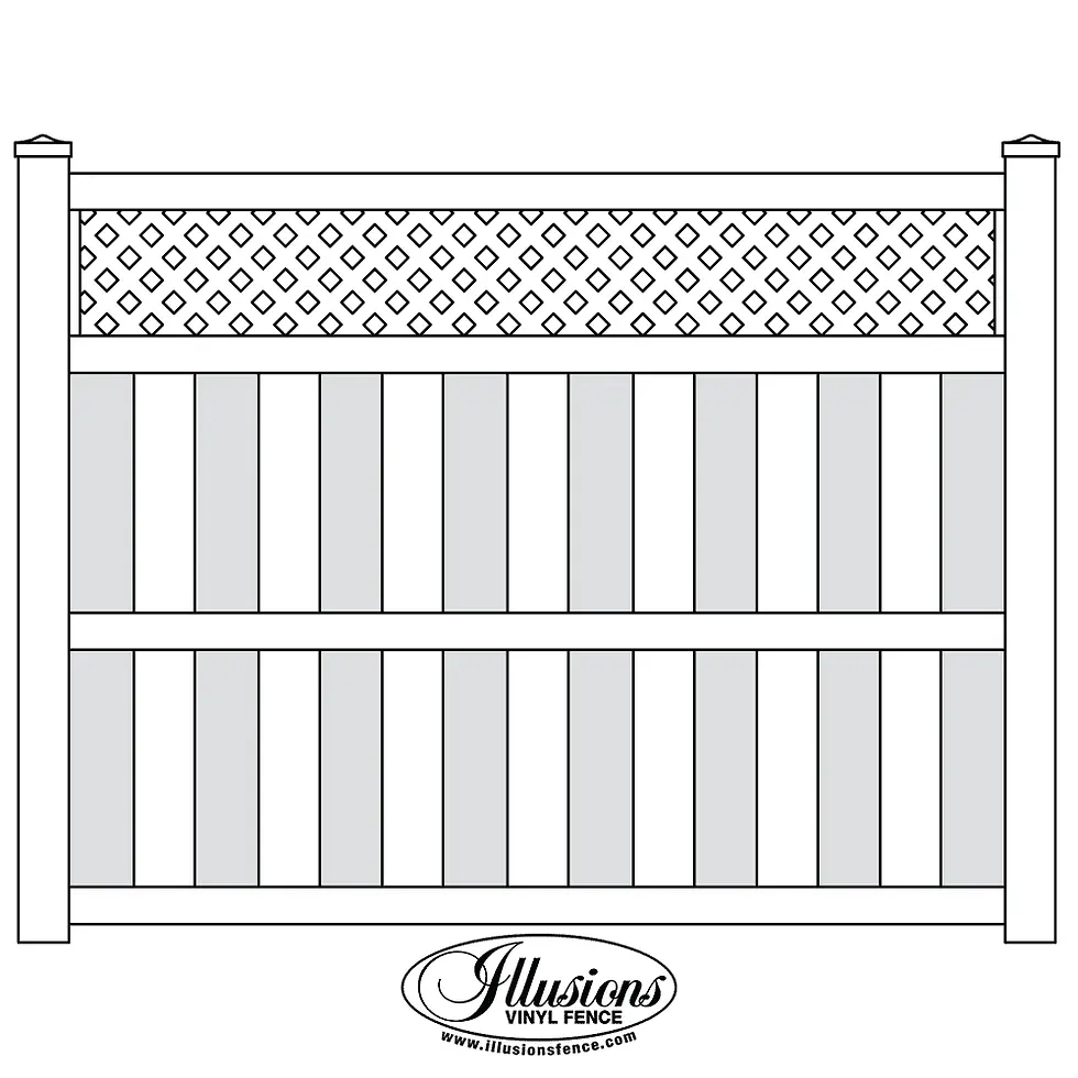 Privacy Panel with Small Diagonal Lattice Top – Vinyl Fence – Board on Board