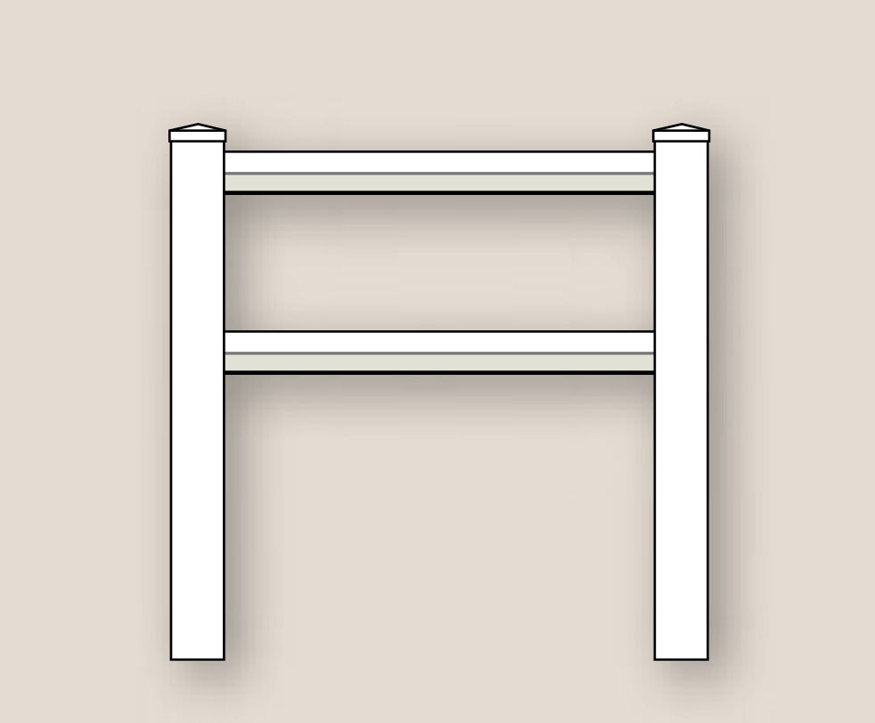 Picket Vinyl Gate – Welded – Diamond 2-Rail Post and Rail