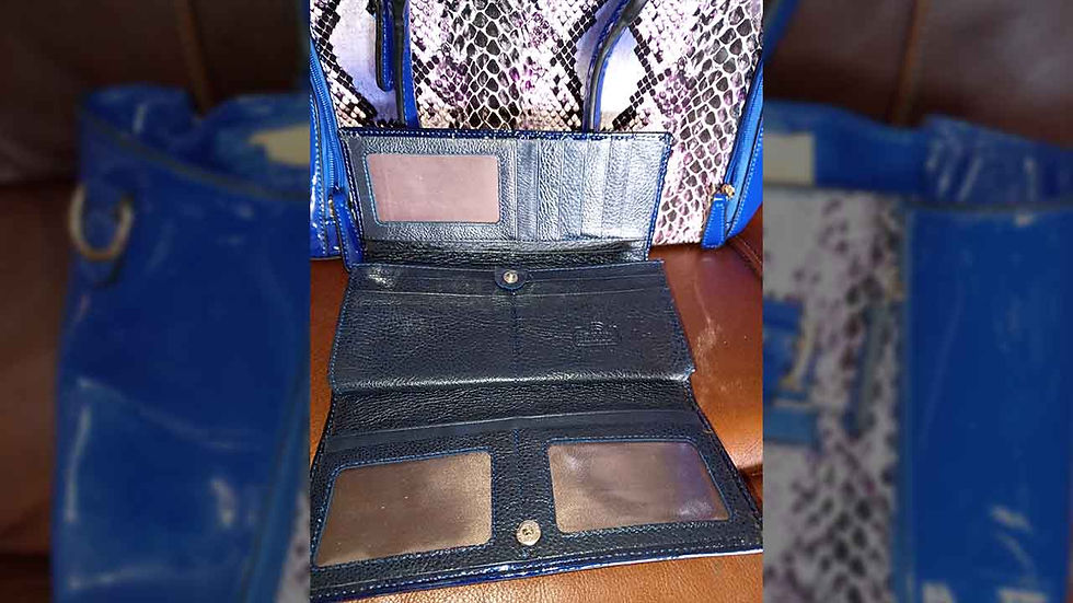 Thumbnail: DASEIN | Women's Blue Satchel Handbag Leather Snakeskin with pocketbook