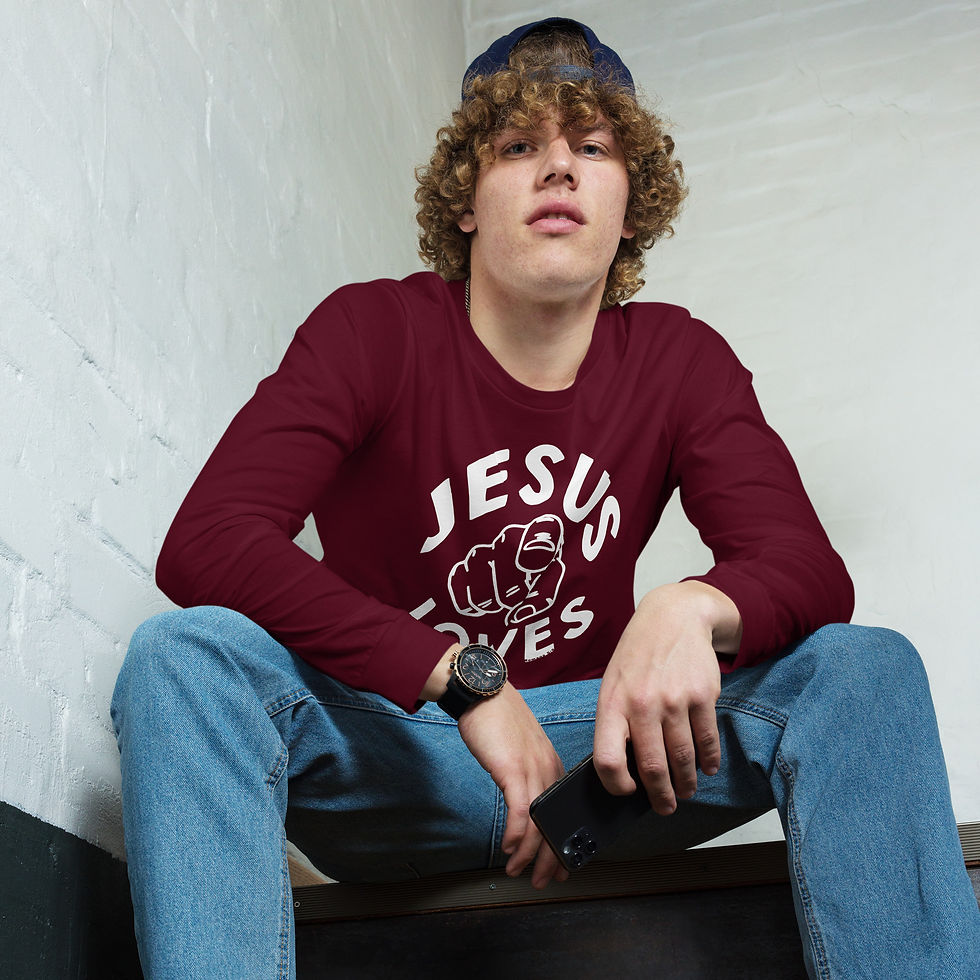 Thumbnail: "Jesus Loves You" Unisex Long Sleeve Tee - Maroon