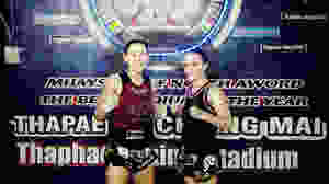 Chocolate Onyx & Sylvie on the same card, Thaphae Boxing Stadium, Chiang Mai, Thailand.