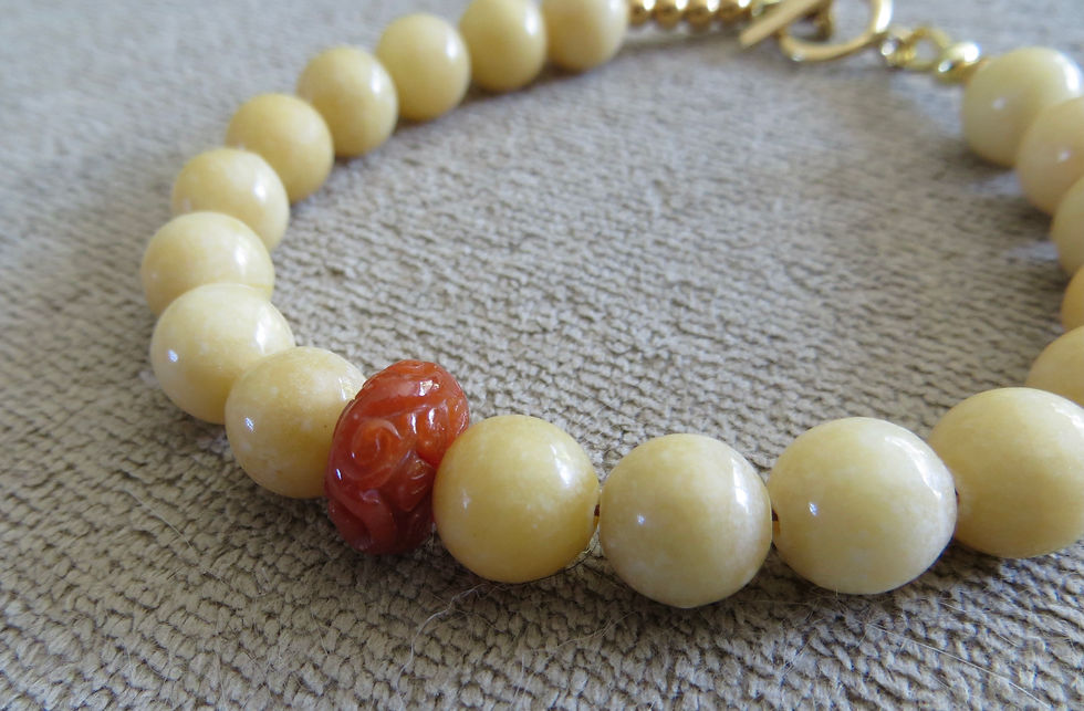 Thumbnail: Natural Yellow and Red Burmese Jadeite Bracelet Gift For Her Or Him