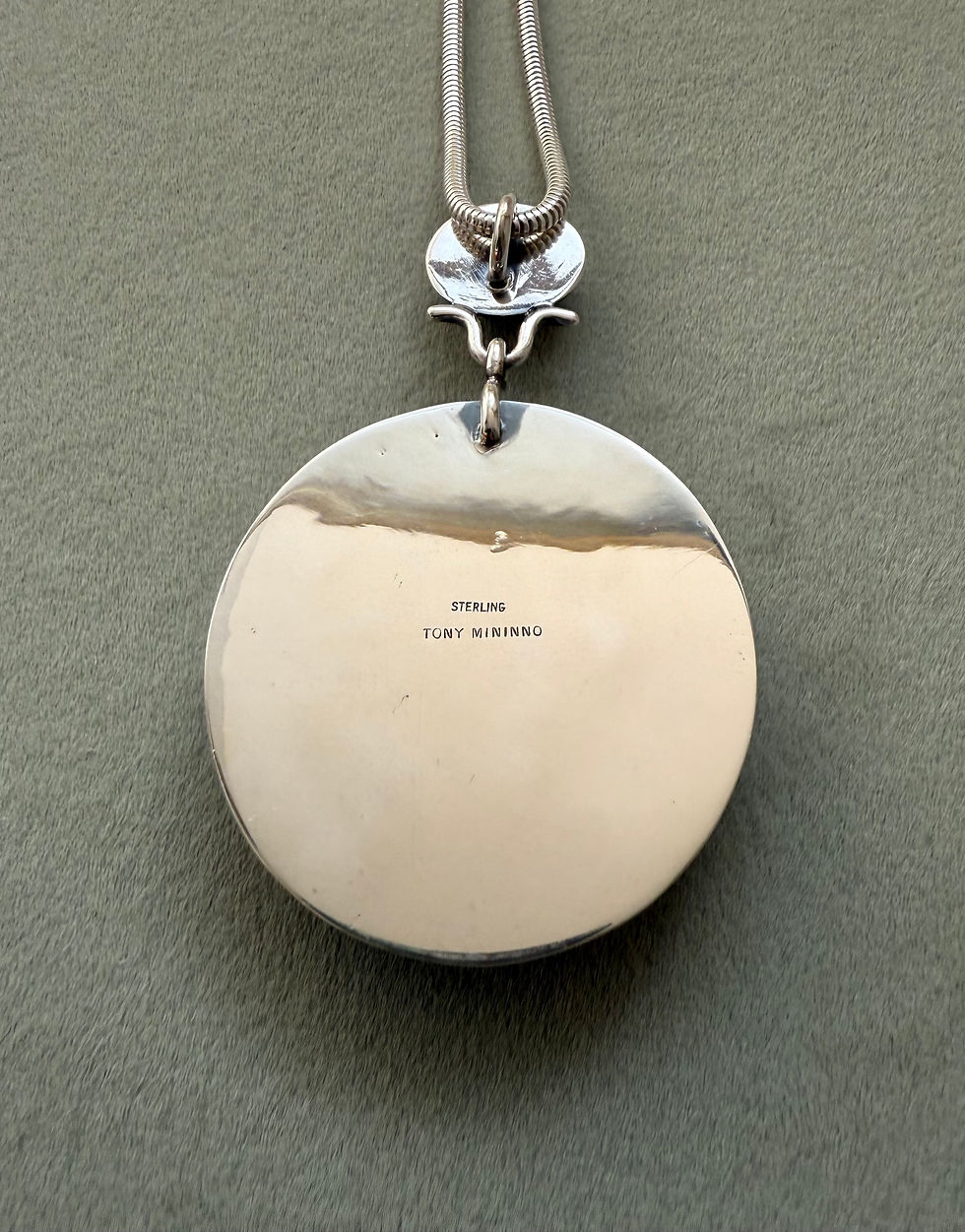 Thumbnail: Antique Porcelain Sterling Silver Pendant With Long Silver Snake Chain