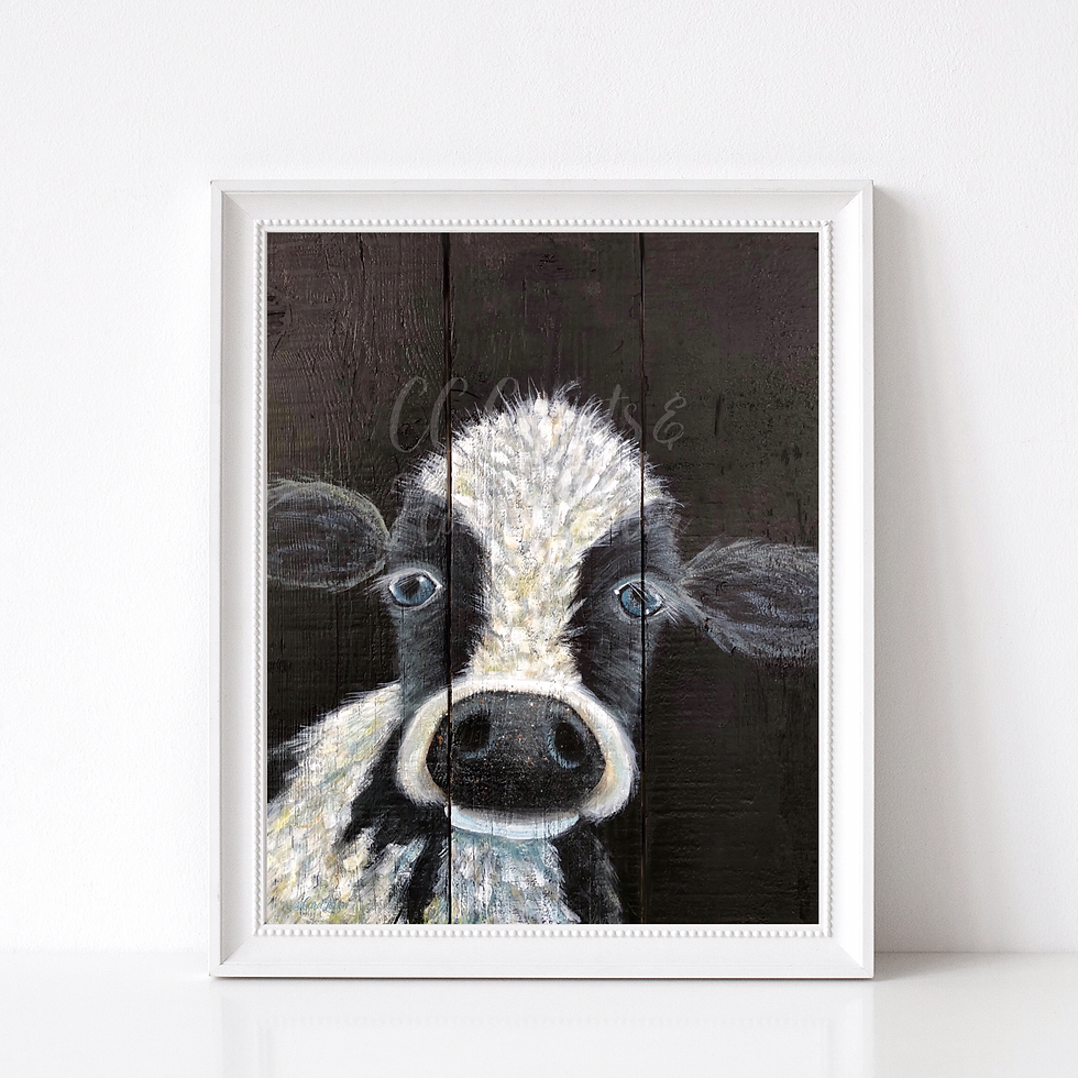 Thumbnail: Dairy Cow on Rustic Wood Art Print